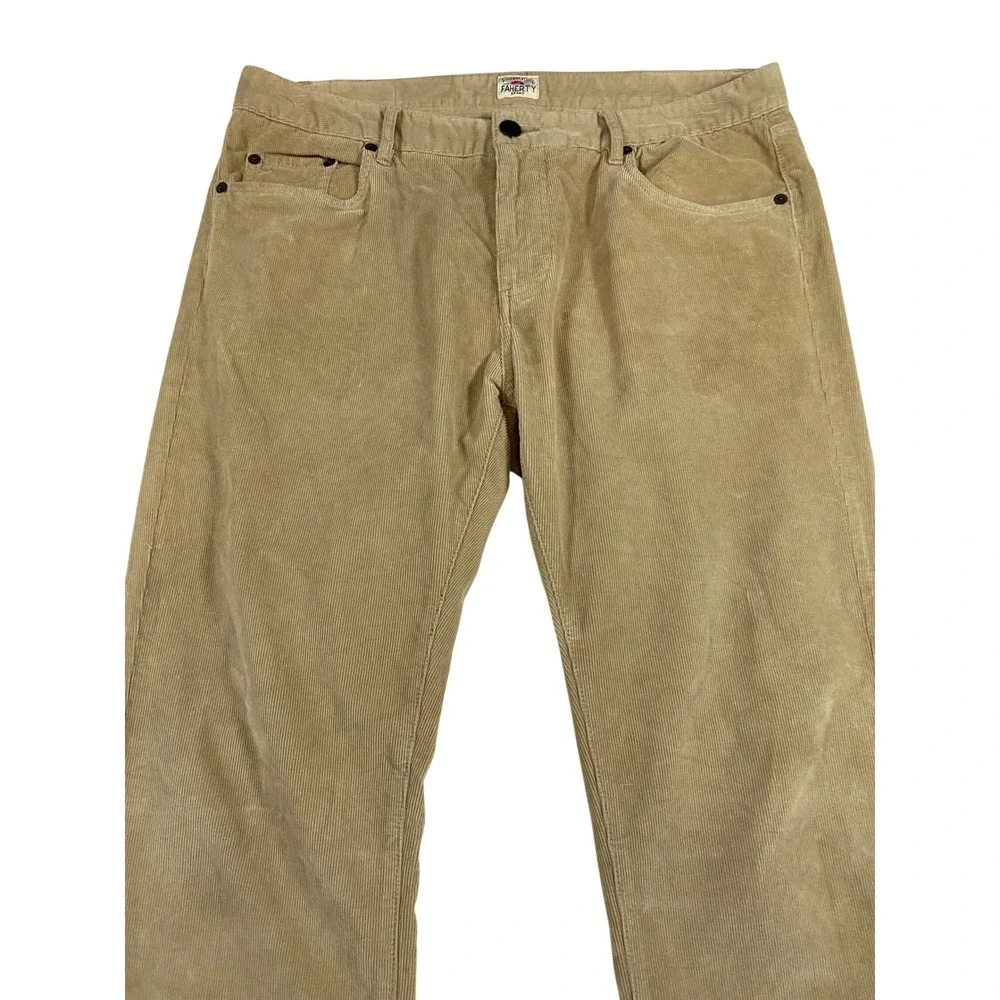 Faherty Brand Mens Tan‎ Khaki Corduroy 5-Pocket Straight Leg Pants